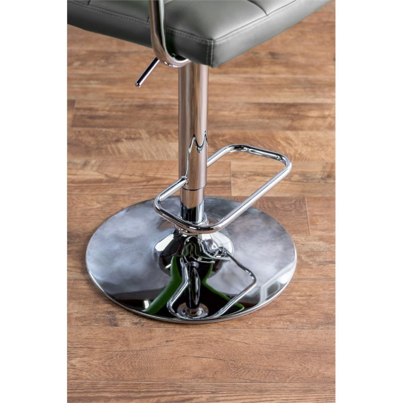 Bowery Hill Contemporary Metal, Bayside Furnishings Grey Bonded Leather Gas Lift Bar Stool