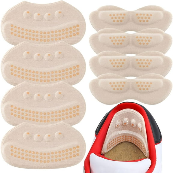 Heel Cushion Pads, Adhesive Back of Heel Grips Inserts for Too Big Loose Shoes, Reusable Heel Guards Liners for Women, 4PCS-Beige&4PCS-Beige