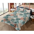thumbnail image 4 of Ambesonne Tropical Fitted & Flat Sheet with Shams 4 Pcs Set, Palm Leaves Line Art Plot, Full, Dark Cadet Blue and Almond, 4 of 5