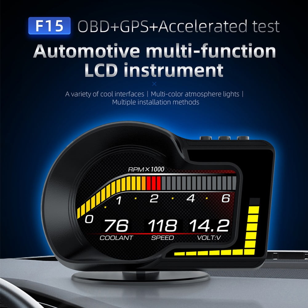 Cheap Car HUD Head-Up Display LCD OBD Multi-Function Water Temperature Fuel  Consumption GPS Vehicle Speed Gradient Meter