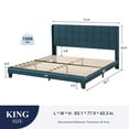 thumbnail image 7 of Sifurni King Size Platform Bed Frame with Wingback Fabric Upholstered Square Stitched Headboard and Wooden Slats, Navy Blue, 7 of 7