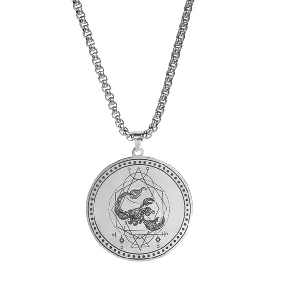 TEAMER Stainless Steel 12 Constellation Necklace Men Capricorn Libra Aries Leo Virgo Taurus Horoscope Zodiac Necklaces (Silver-Scorpio)