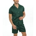 thumbnail image 4 of SWSMCLT Men's 2 Piece Pajama Set Summer Lightweight Lounge Spring Pjs Pajamas Soft Fall Satin Short Sleeve Green Medium, 4 of 5