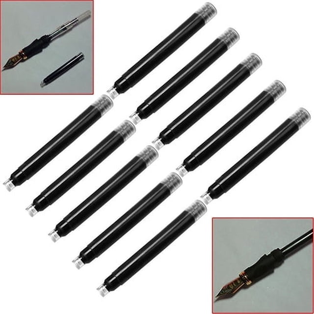 Musbetu 6Pcs Students Office Writing Stationery Fountain Pen Black Blue Ink Cartridges Refills