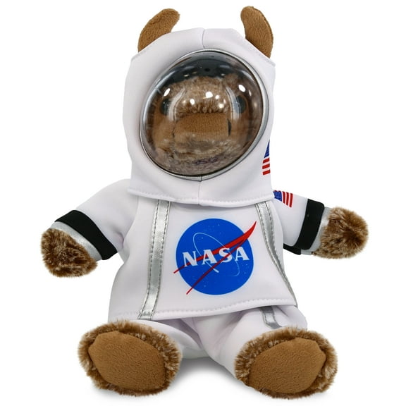 DolliBu Sitting Buffalo Astronaut Plush Toy - Super Soft Wild Life Astronaut Stuffed Animal Plush with Space Helmet and NASA Astronaut Suit, Cute Spaceman Doll Decor for Girls and Boys - 8.5 Inch