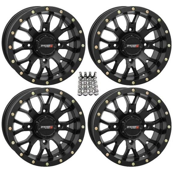 System 3 ST-3 Black ATV Wheels 14" Can-Am Commander Maverick Renegade Outlander Defender
