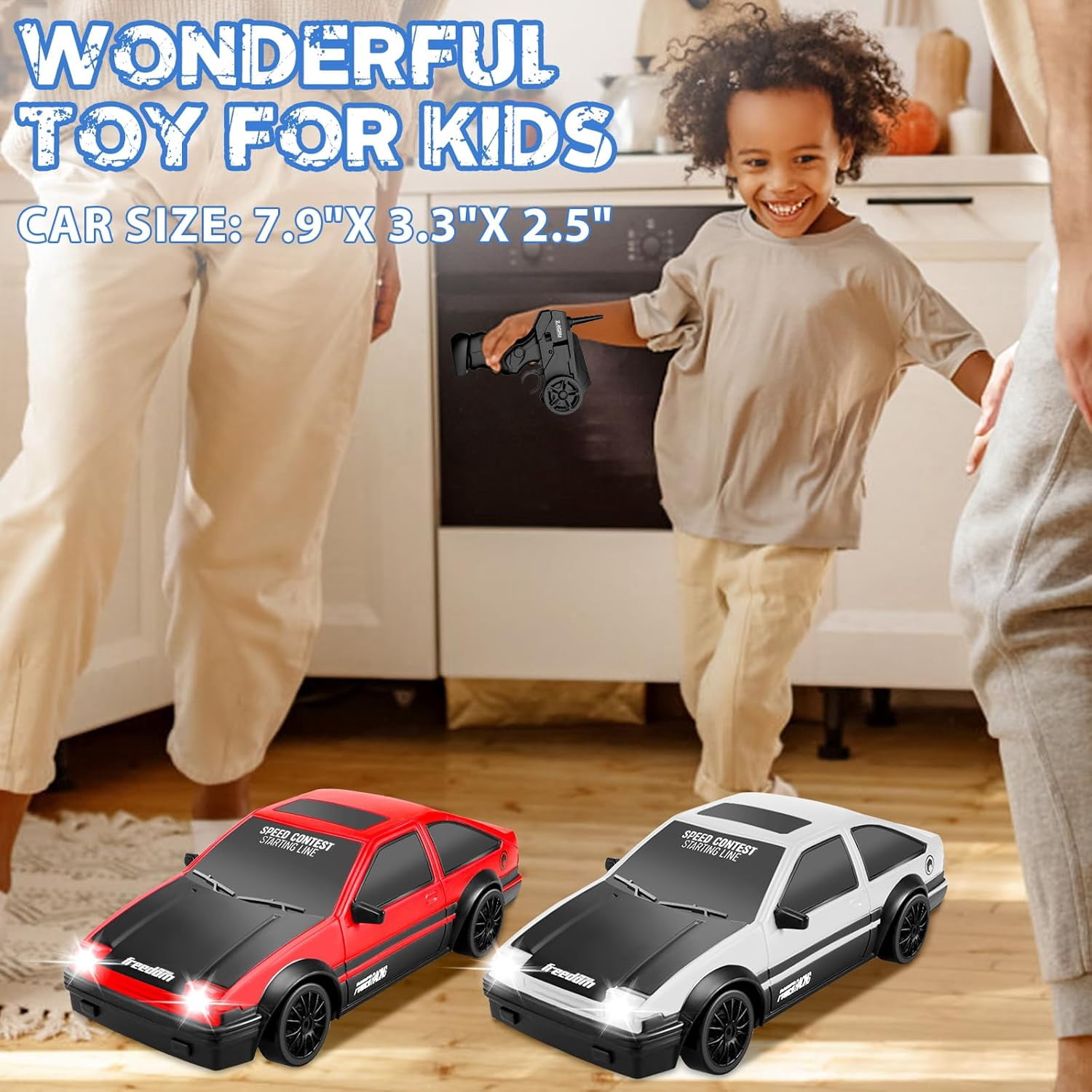 AIGIA 1:24 Scale Remote Control Car RC Drift Car 2.4GHz 4WD 15KM/H High Speed Two Batteries and Extra Tires Toys