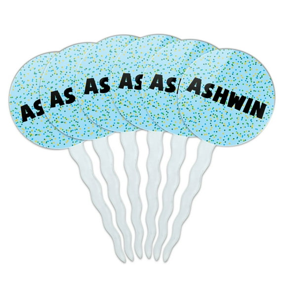 Ashwin Cupcake Picks Toppers - Set of 6 - Blue Speckles