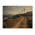 thumbnail image 3 of Designart "Coastal Wind Turbines with Propellers I" Landscapes Print on Natural Pine Wood, 3 of 5