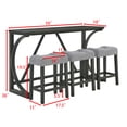 thumbnail image 3 of Lisonu 4-Piece Bar Table Set with Power Outlet, 59" Sofa Console Table with 3 Upholstered Stools, Modern Black Wood Dining Set with USB Ports for Living Room & Kitchen, 3 of 19