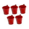thumbnail image 3 of 5 cubos pequeños de metal para hielo, para pintar, portátiles, con asa, para mesa rústica. Rojo, 3 of 8