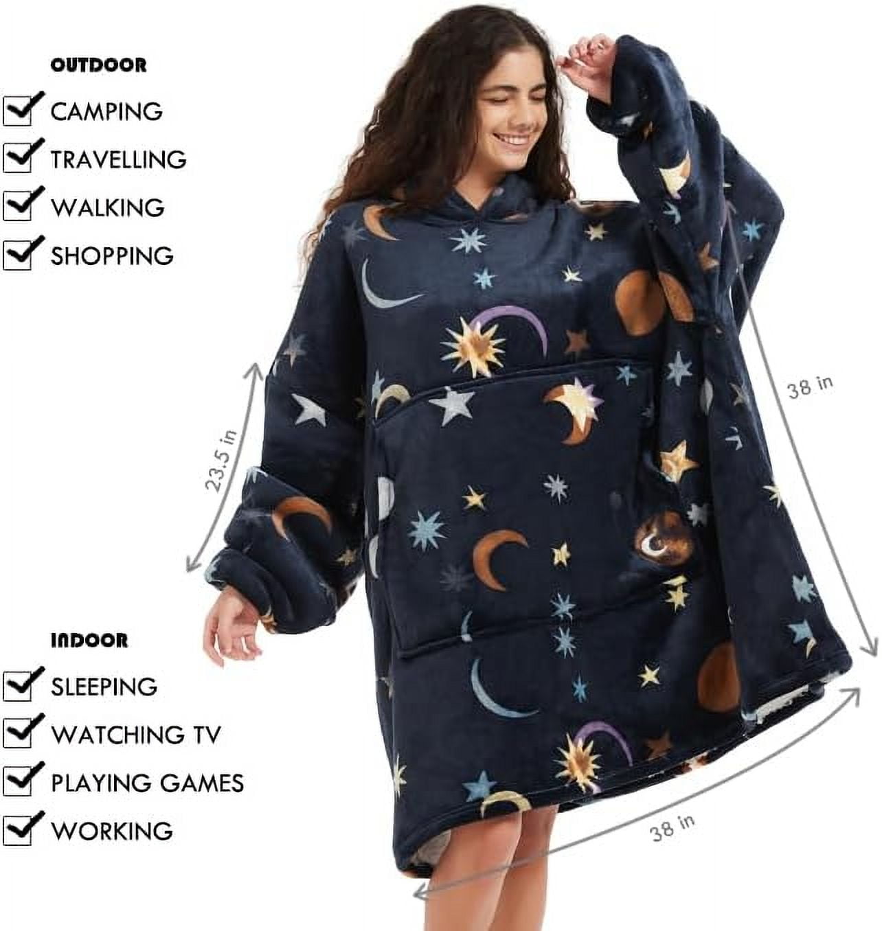 Moderong Wearable Blanket Hoodie Oversize Sherpa Fleece Hooded Blanket for Adults and Kids Snuggie Sweatshirt for Women Men