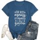 thumbnail image 1 of Camiseta informal de mujer con cuello redondo y estampado de letras: jersey de manga corta para otoño y vacaciones, 1 of 2
