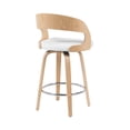 thumbnail image 4 of Shelly Modern Counter Height Swivel Bar Stool in Patterned Oak Finish with White Faux Leather Upholstered Seat, 4 of 5