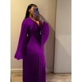thumbnail image 4 of AURA Women Plus Size V Neck Bodycon Long Dress Elegant Long Sleeve Solid Color Dress, 4 of 5
