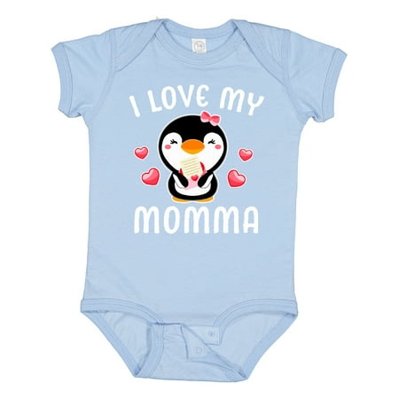 

Inktastic I Love My Momma with Cute Penguin and Hearts Gift Baby Girl Bodysuit