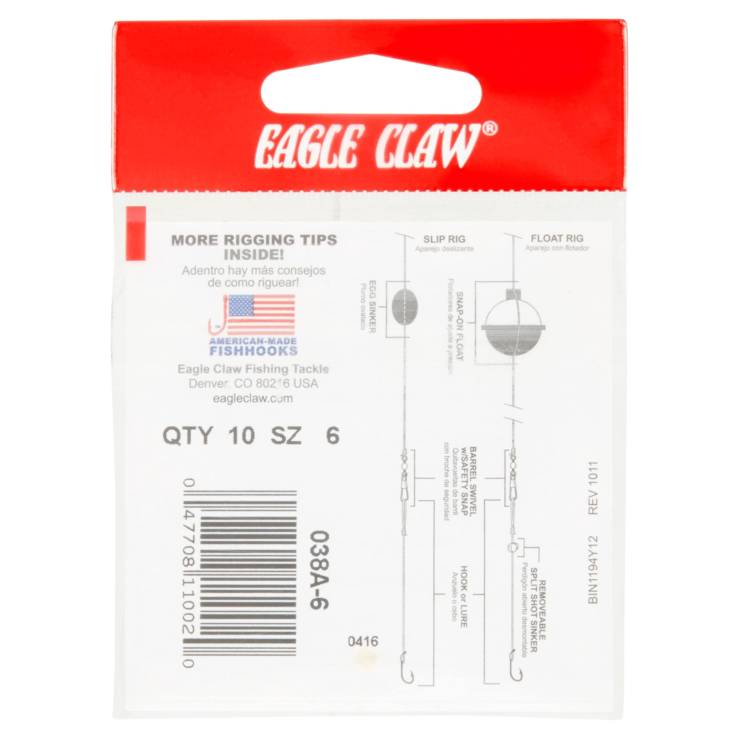 (2 pack) Eagle Claw Salmon Egg Fishing Hooks Size 6, 10 Count