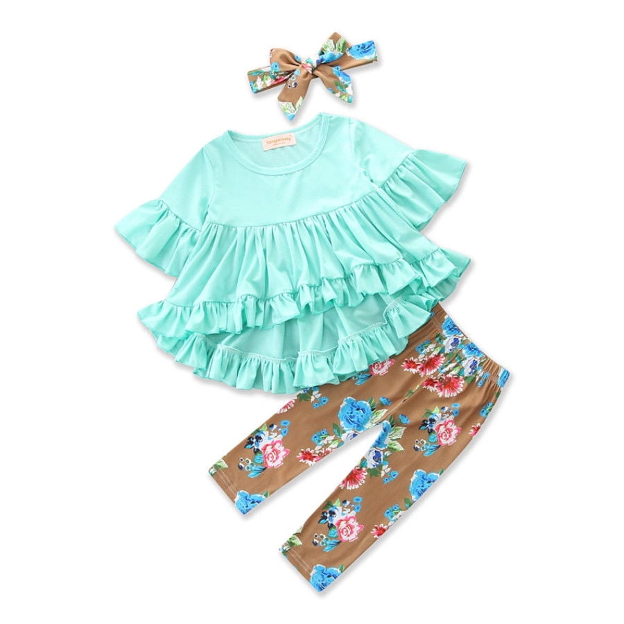 Toddler Kids Baby Girls Flower Top Dress Pants Legging Outfits Clothes US Stock Toddler Kids Baby Girls Flower Top Dress Pants Legging Outfits Clothes US Stock