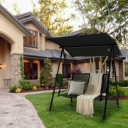 Costway 2-Seat Patio Swing Porch Swing with Adjustable Canopy for Garden Black