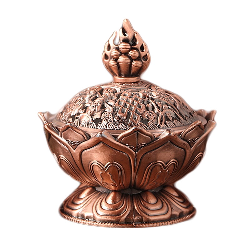 Alloy Incense Burner Chinese Buddha Incense Holder Lotus Flower Censer