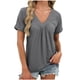 thumbnail image 2 of Xuyuer Women‘s Casual Fashion Solid Color Summer V-Neck Short Sleeve Blouses Shirts Top, 2 of 9