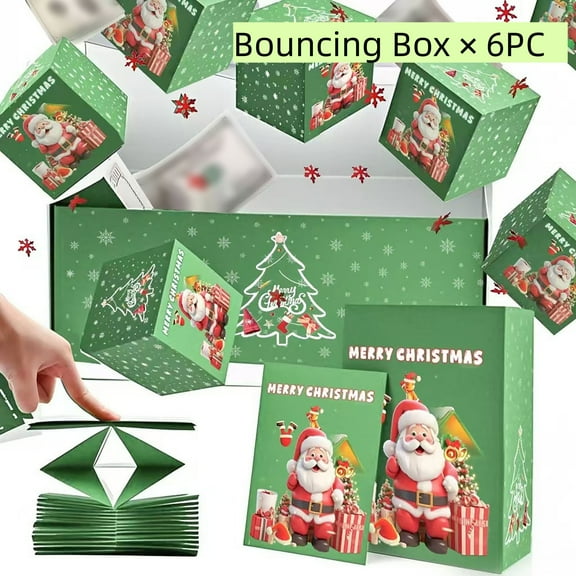 Christmas Surprise Box, Surprise Gift Box Explosion for Money, DIY Unique Folding Bouncing Exploding Gift Box , Money Box for Cash Gift for Birthday Christmas Anniversary [6 Bounces] Green
