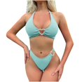 thumbnail image 3 of OSFVNOXV Push Up Bikinis for Women Summer Holiday Swimsuit Halter Neck Cutout Bra High Waisted Cheeky Underwear Swimwear Sets Clearance, 3 of 5