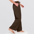 thumbnail image 6 of Women's Casual Linen Wide Leg Pants Flowy Palazzo Beach Lounge with Pockets High Waisted Summer Trousers 2026 Brown XL, 6 of 6