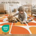 thumbnail image 4 of ODIKA 3'x5' Orange Cream Beige Geometric Mid-Century Washable Area Rug Retro Shapes with Bold 70s Aesthetic Non-Slip, Flatweave, Easy Care for Hallway, Laundry Room, 4 of 7
