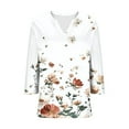 thumbnail image 6 of Xdegoge 3/4 Sleeve Tops for Women V Neck Summer T Shirts Floral Print Dressy Casual Blouses Loose Fit Tunic Fashion Tops Vacation Beach Outfits Saved for Later Items List In My Account Save for Later, 6 of 6