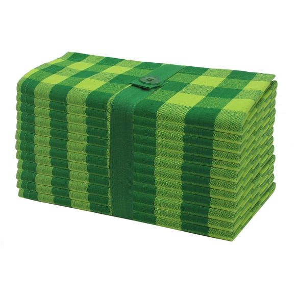 Servilletas de tela COTTON CRAFT, 12 unidades, 51 x 51 cm, color verde a cuadros
