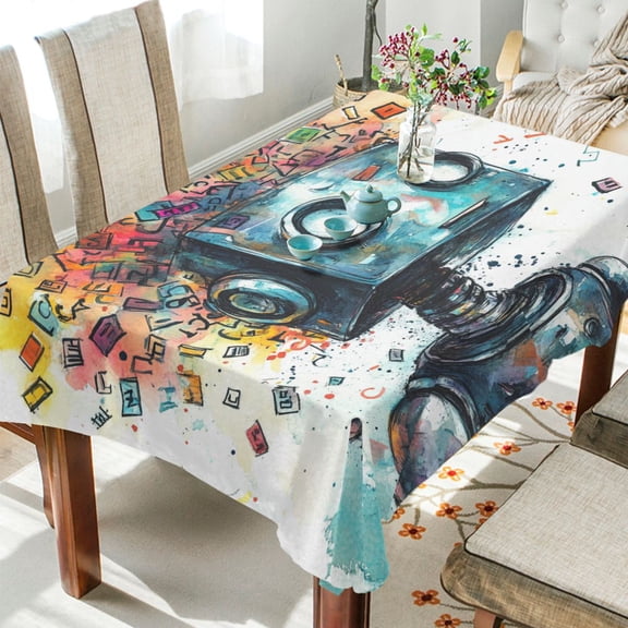 BZSMCE Square Tablecloth Robbot Pattern Tableclothes