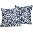 thumbnail image 2 of Navy Blue Leopard Print Pillow Covers 18x18 Set of 2 Cheetah Animal Pattern Chinoiserie Decorative Throw Pillows Outdoor Pillowcase Farmhouse Linen Cushion Case Decor for Sofa Couch Bed, 2 of 6