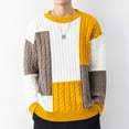 thumbnail image 2 of SHTXOZHI Men's Color Block Pullover Sweaters Long Sleeve Crewneck Cable Knit Fashion Sweaters, 2 of 7