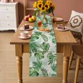 thumbnail image 2 of Summer Botanical Table Runner 108 Inches, Green Monstera Palm Leaves Wood Beige Bed Runner Dresser Scarves Tabletop for Indoor Outdoor Parties/Ceremony/Banquet, 13"x 108", 2 of 9