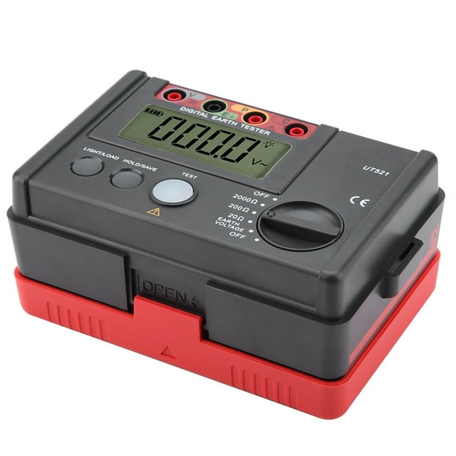 Digital Earth Tester Pratical Digital Earth Tester Medidor de resistencia de aislamiento de tierra física Ohmmet Herramienta de medición con clip para trabajador profesional ANGGREK Otros