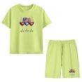 thumbnail image 6 of Kids Green 4th of July 2 Piece Short Sleeve Shirt & Drawstring Shorts Set Unisex Patriotic Summer Cotton Outfit Kids Boy Girl 100-160,Size 6 T, 6 of 9