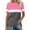 Pink, variant on Runfenguu Womens Plus Size T Shirts Crew Neck Color Stripe Shirts Short Sleeve Top Casual Summer Tshirts Loose Fits Tee