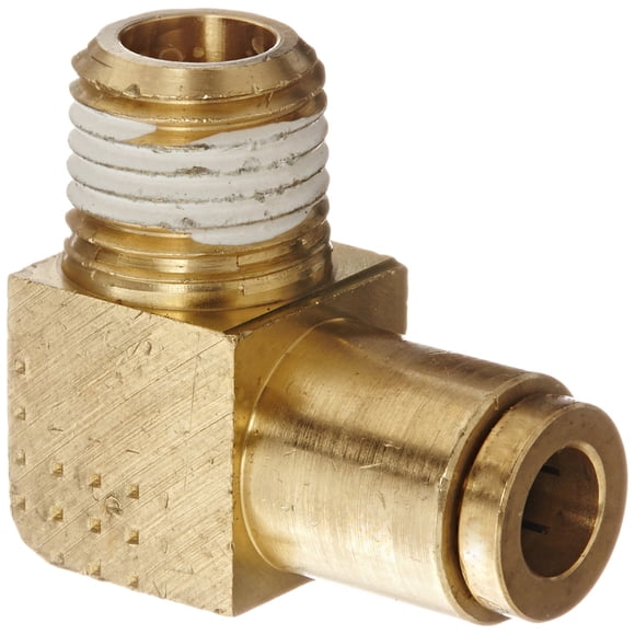 Eaton Weatherhead 1869X4X4 Brass CA360 D.O.T. Air Brake Tube Fitting, 90 Degree Elbow, 1/4" NPT Male x Tube OD