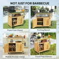 thumbnail image 6 of Outsunny Outdoor Grill Cart w/ Wheels and Storage Cabinets, Solid Wood Outdoor Kitchen Island w/ Stainless Steel Top, Integrated Hole, Natural Wood, 6 of 9