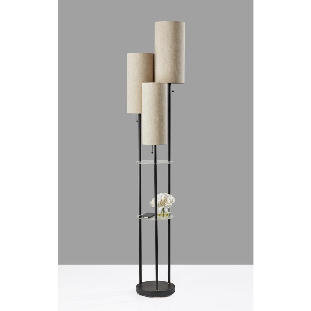 Trio Shelf Floor Lamp in Matte Black Finish