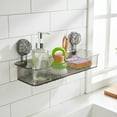 thumbnail image 2 of Acrylic Shower Storage Shelf Gray, No Drill Suction Cup Bathroom Organizer, Clear Gray Wall Caddy with Drainage, Modern Minimalist Shower Shelf for Shampoo & Toiletries, 13.78×5.12 in, 1 Pack, 2 of 4