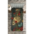 thumbnail image 3 of Ambesonne Skull Quilted Bedspread Set 2 Pcs, Evil Mexican Sugar, Twin Size, Ruby Dark Grey, 3 of 3