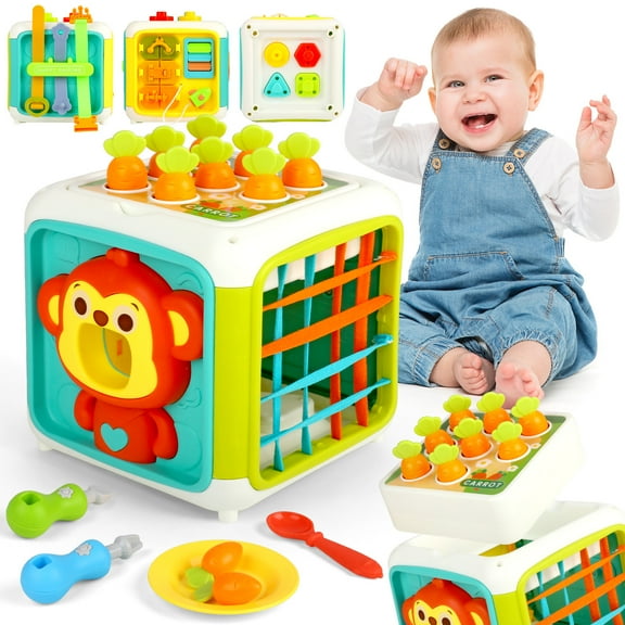 Huge Wave 11-in-1 Baby Activity Cube, Montessori Learning Toys for Toddlers, Sensory Developmental Toys, Birthday Gift for Kids Boys Girls 1-4 Years