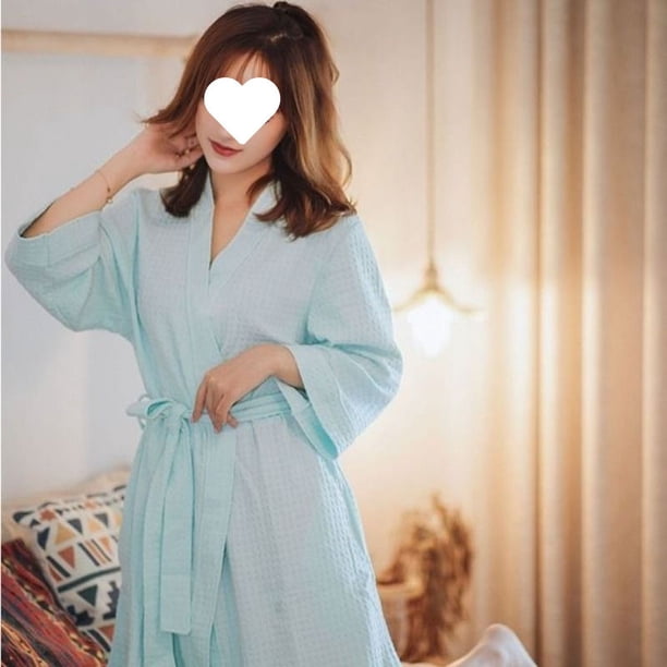 Albornoz de algodón alargado de gran tamaño, camisón de mujer para primavera y otoño, ropa fina para el hogar para las cuatro estaciones, pijamas de pareja para hombre para verano