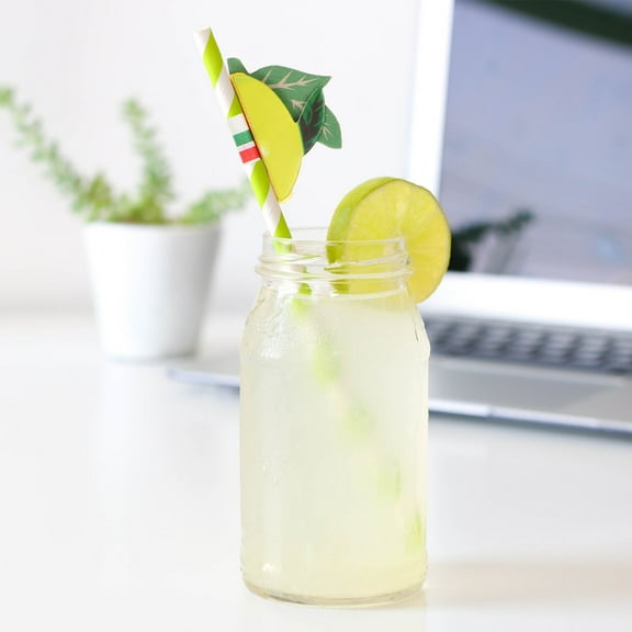 GOOHOCHY Hawaii Theme Festival Straws for Drinking Assorted Supplies Durable Paper Straw 50pcs