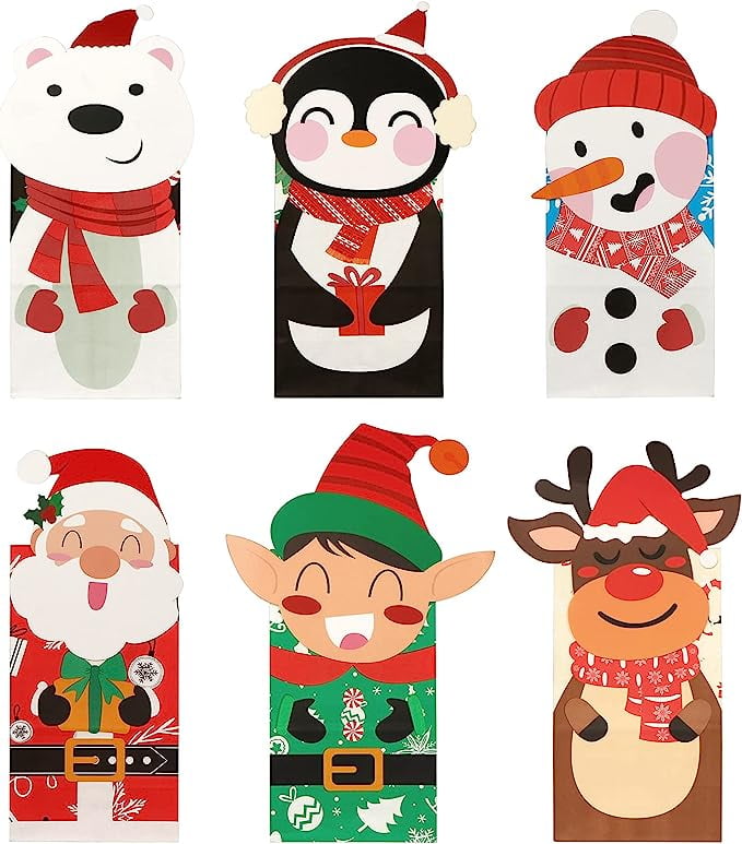 Ourwarm 24pcs Christmas Goody Bags Die-cut Pattern, Small Christmas 