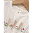 thumbnail image 6 of Zehjuhan Toddler Girls Easter Dress Bunny Embroidery Crewneck Short Butterfly Sleeve A-Line Back Button Closure White，9-12M, 6 of 12