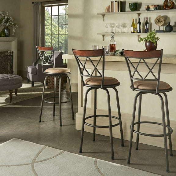 Weston Home Shapel Bar Stool Adjustable Height, Bronze, Set of 3