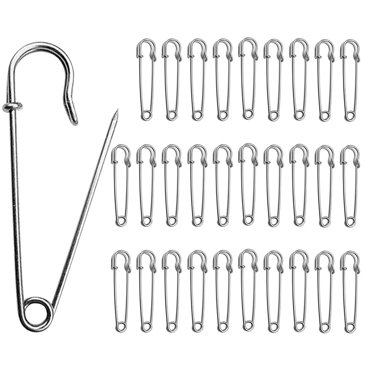 5 PCS of 5 Inch Heavy Duty Jumbo Stainless Steel Safety Pins Silver
